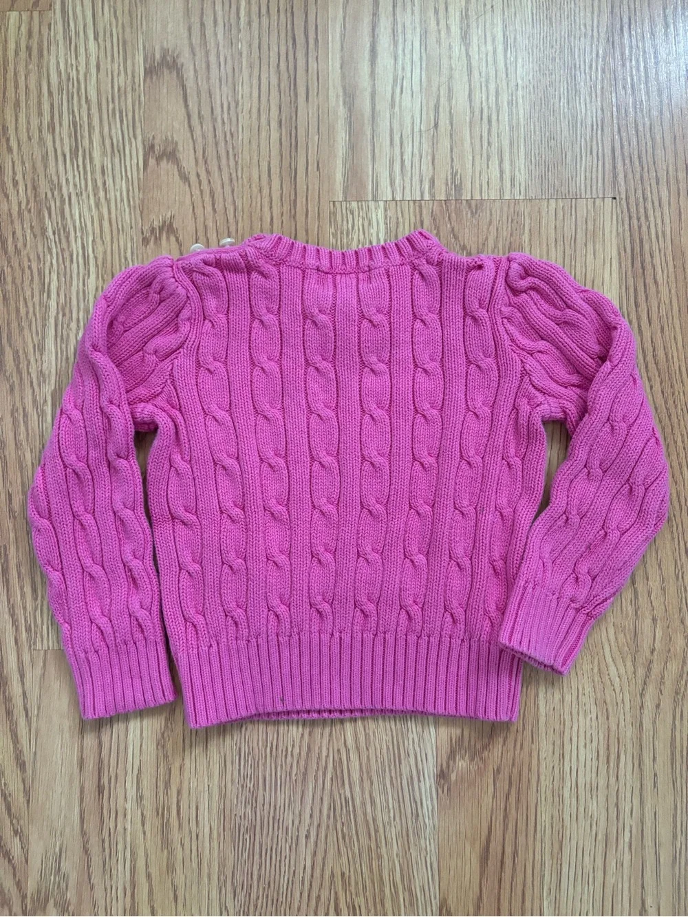 Ralph Lauren Girls Pink Cable-Knit Crew Sweater